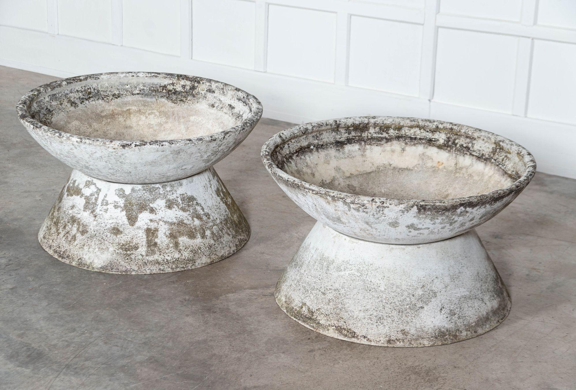 Pair Large Scale Willy Guhl Concrete Planters For Sale 5