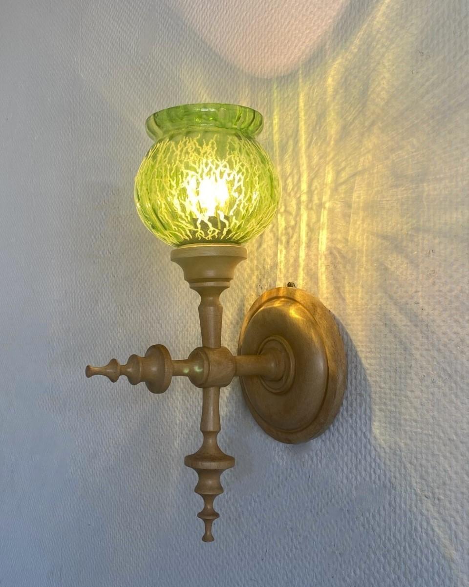 Schwedische Designer-Wandleuchter aus Kiefernglas, Schweden, 1960er Jahre, Paar im Angebot 4