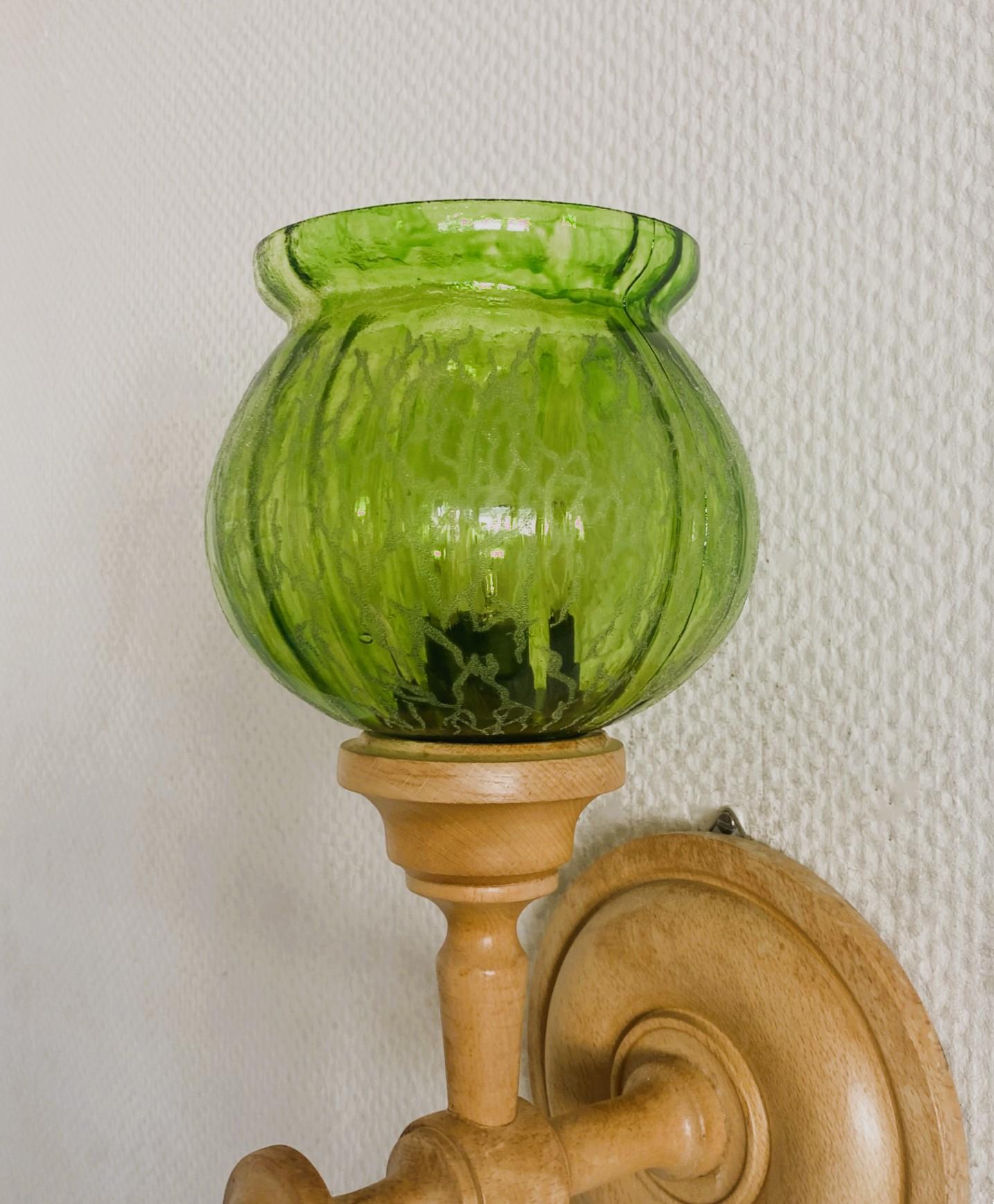 Schwedische Designer-Wandleuchter aus Kiefernglas, Schweden, 1960er Jahre, Paar im Angebot 8