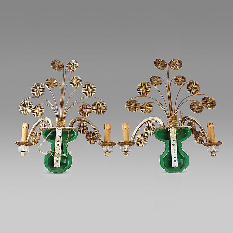 Mid-Century Modern Pair Large Sconces Banci Firenze For Sale