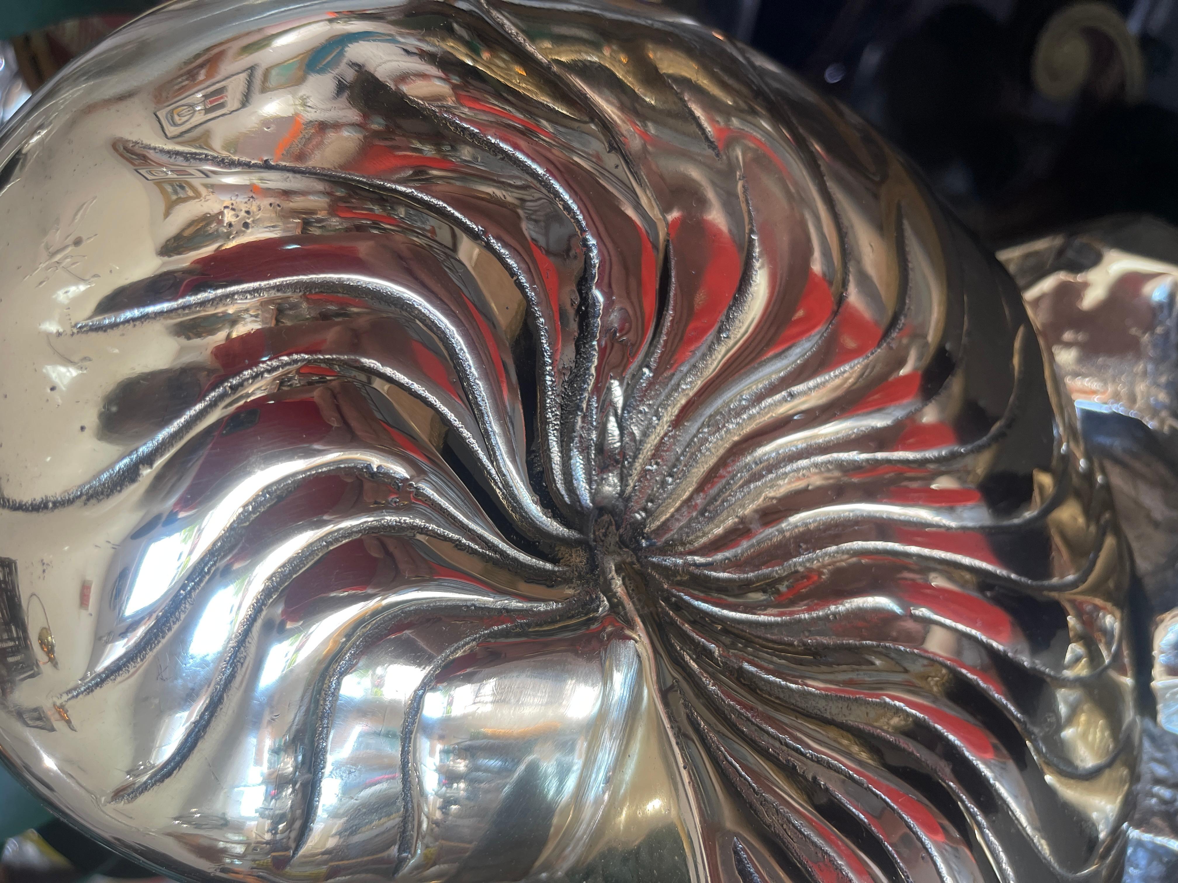 Paar Groß  Nautilus Shell Flaschenkühler oder Pflanzgefäße aus massivem Messing (Ende des 20. Jahrhunderts) im Angebot
