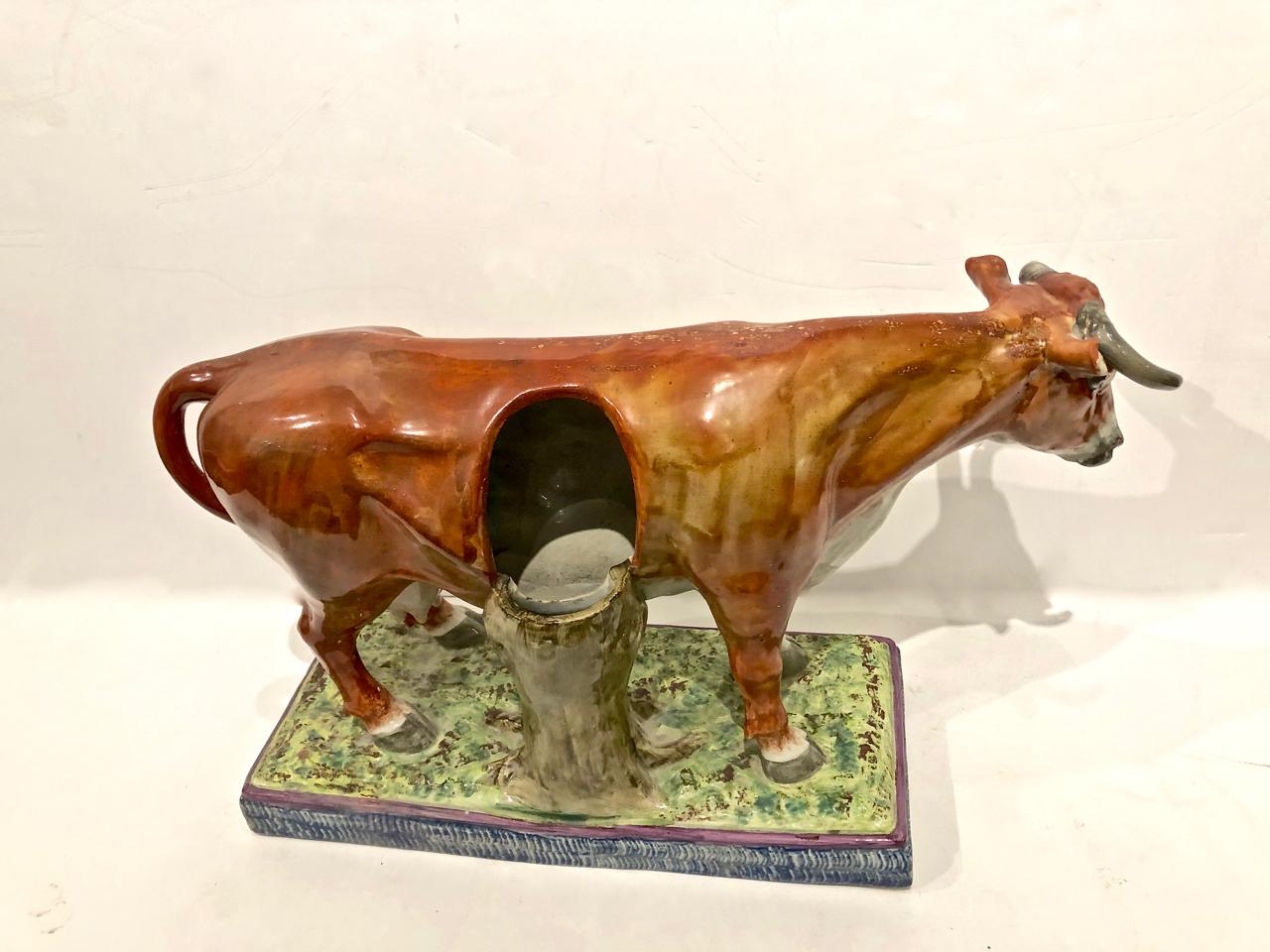 Pair of Large Staffordshire Bull and Cow, Early 19th Century For Sale 8