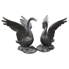 Paar große Swan-Statuen - Royal Bird Garden Casting