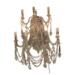 Pair Large Venetian crystal wall sconces, wired , 7 lights each