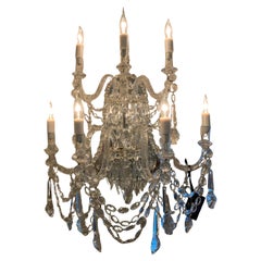 Pareja Apliques grandes de cristal veneciano, con cable , 7 luces cada uno