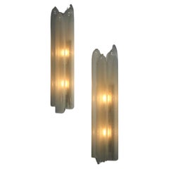 Vintage Pair large wall lights Carlo Nason for Mazzega in Murano glass tubes