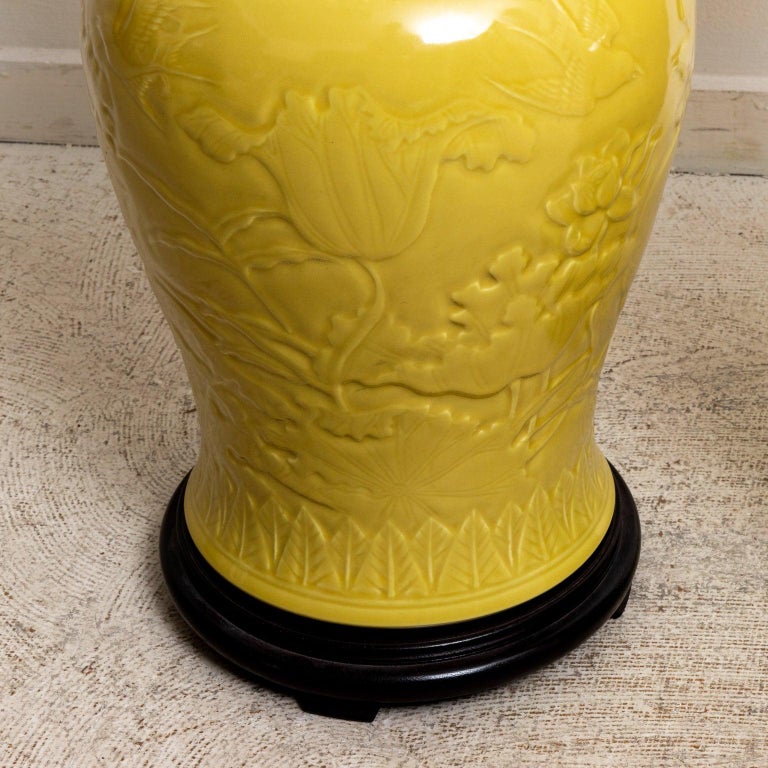 Pair Large Yellow Chinese Vases For Sale at 1stDibs