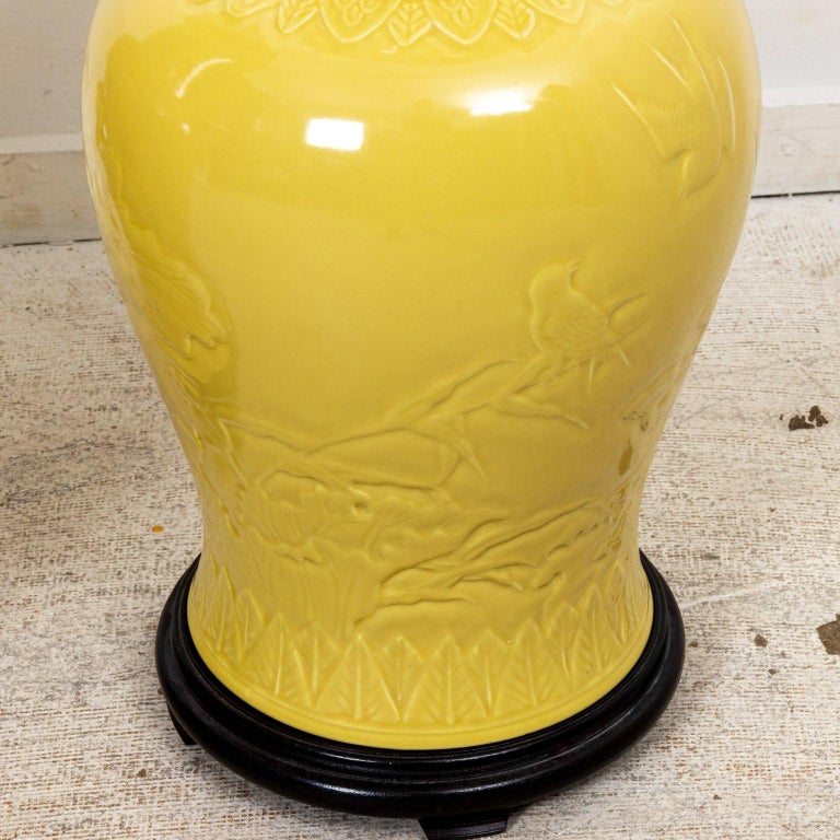 Pair Large Yellow Chinese Vases For Sale at 1stDibs