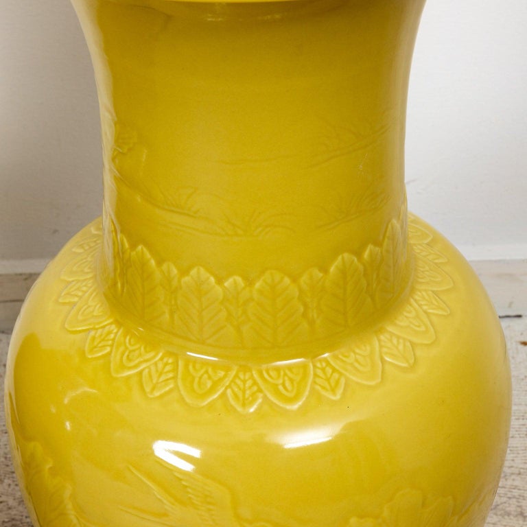 Pair Large Yellow Chinese Vases For Sale at 1stDibs