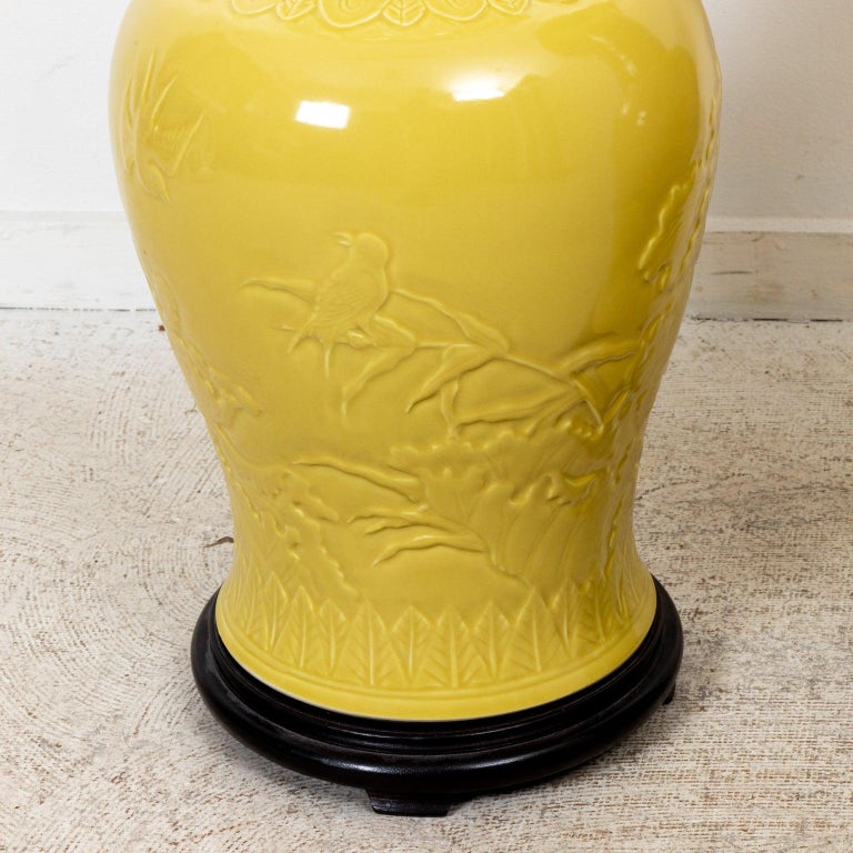 Pair Large Yellow Chinese Vases For Sale at 1stDibs
