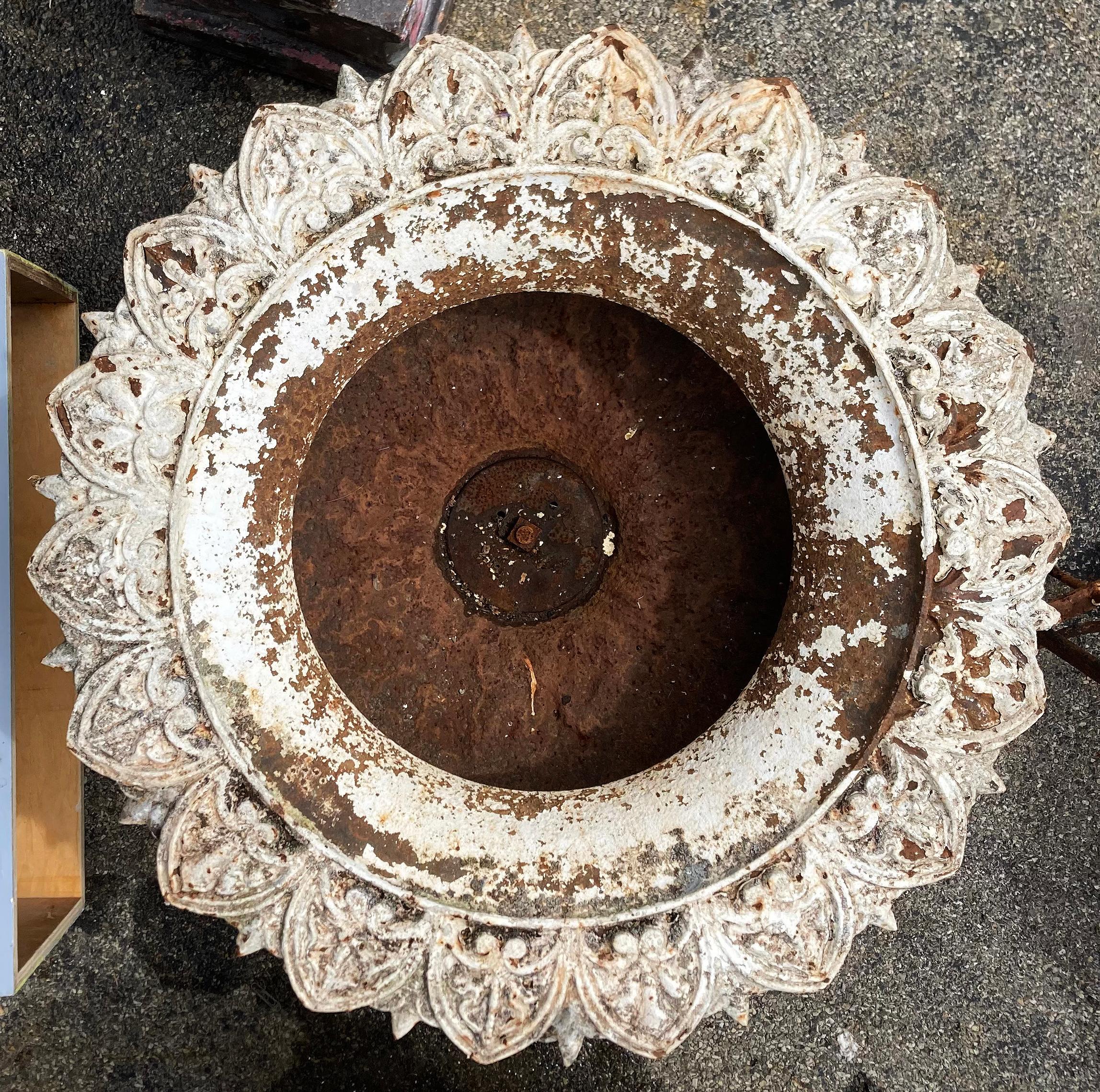 Pair Largest Size J W Fiske Cast Iron “Linden” Pattern Urns For Sale 4