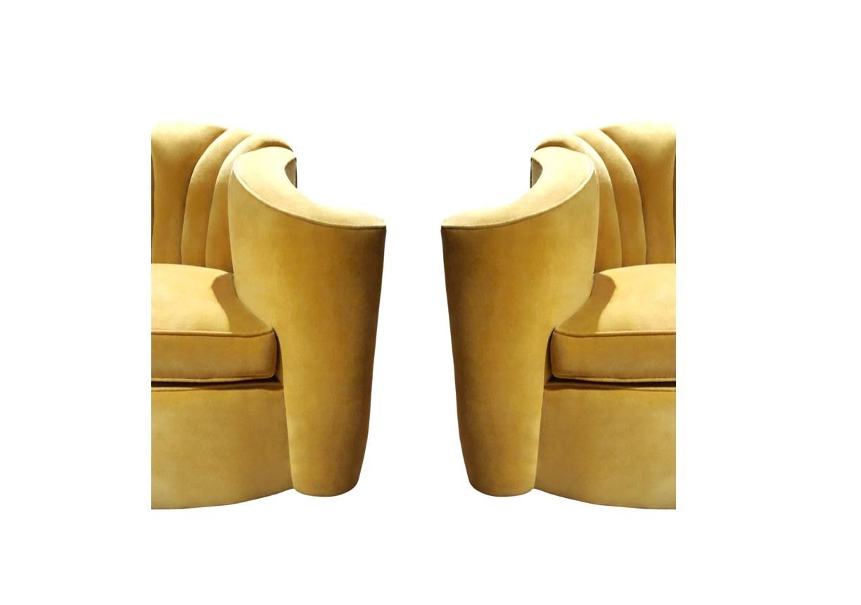 Mid-Century Modern Pair Larry Laslo for Directional Channeled Back Chairs For Sale