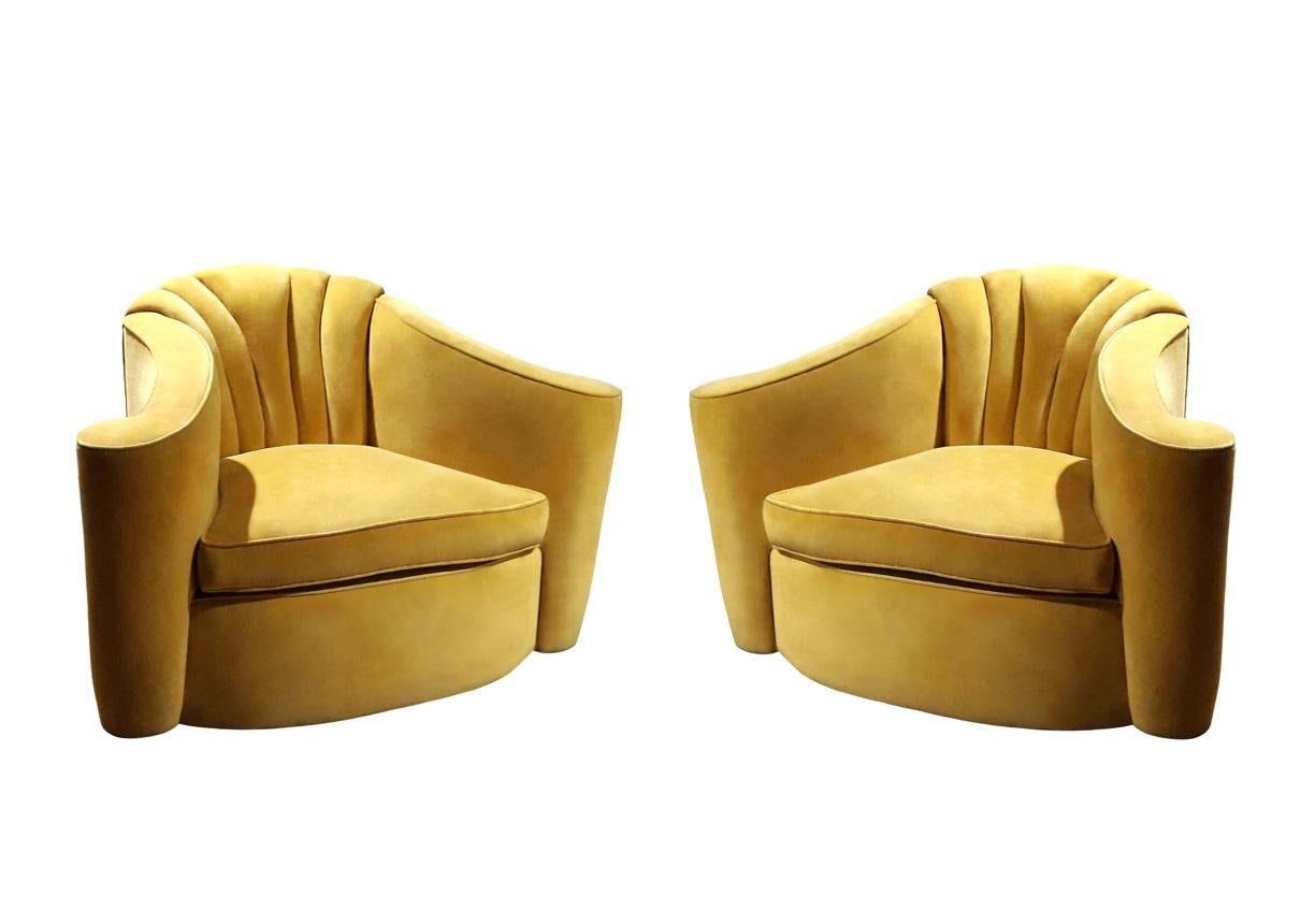 Late 20th Century Pair Larry Laslo for Directional Channeled Back Chairs For Sale