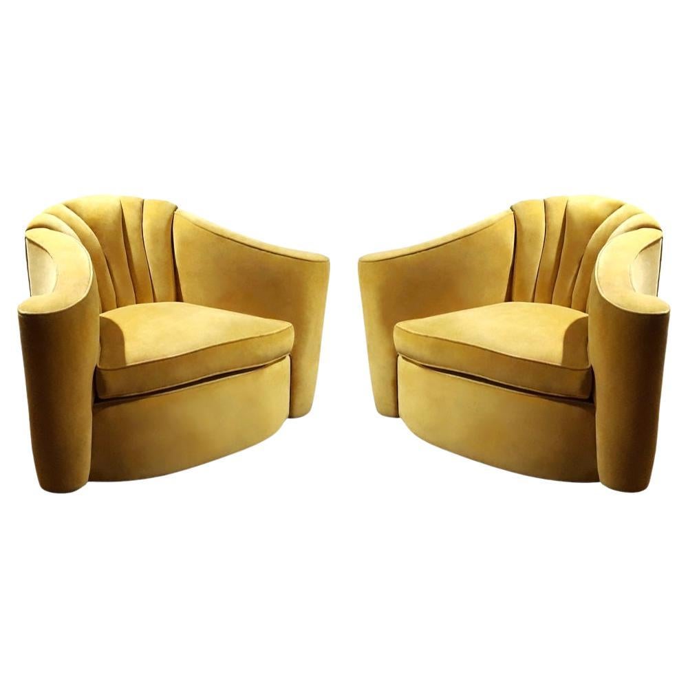 Pair Larry Laslo for Directional Channeled Back Chairs For Sale