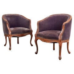 Antique Pair Late 18th C./Early 19th C. Barrel Back Bergeres