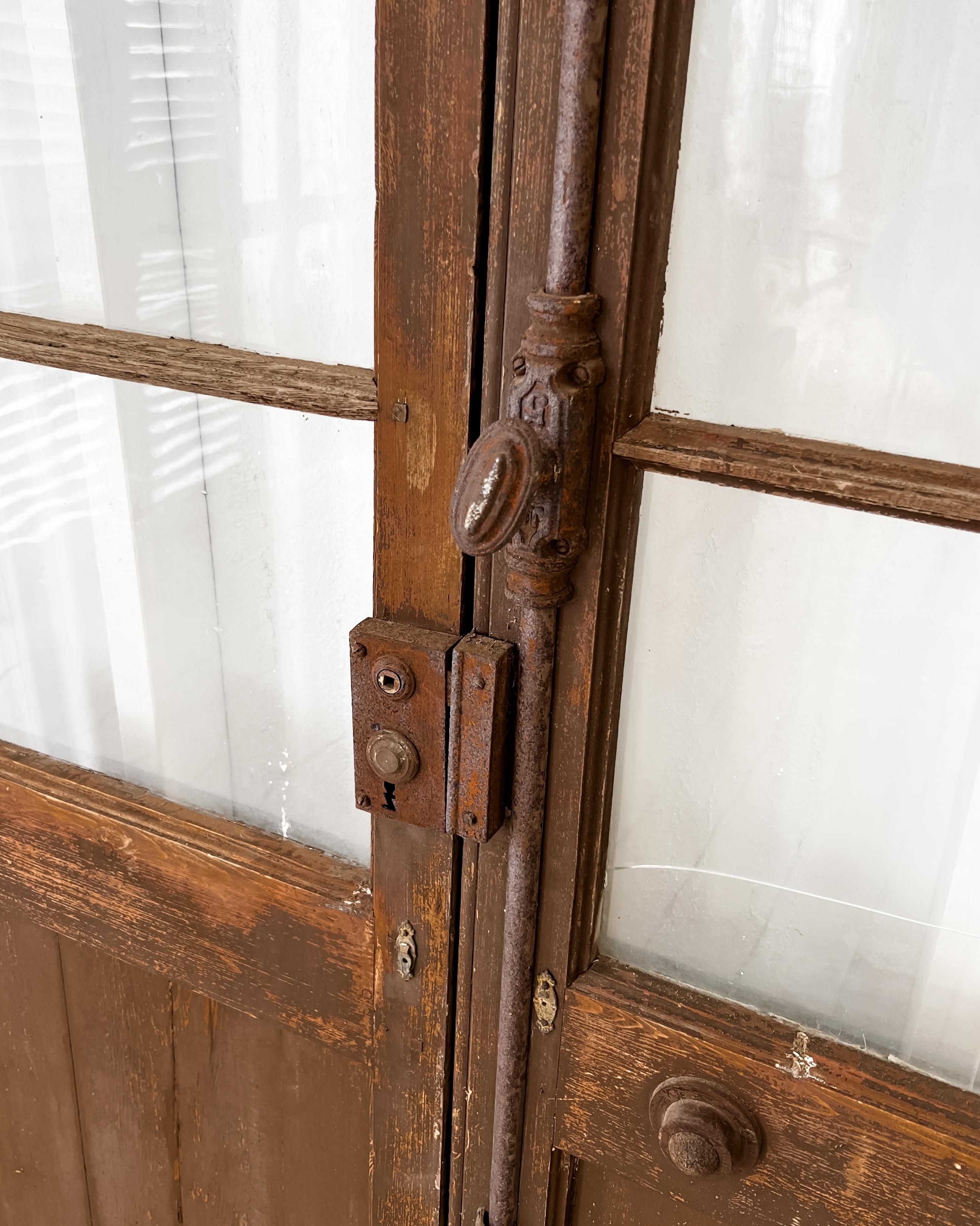 Pair Late 18th Century 3 Lite Paneled French Doors 6