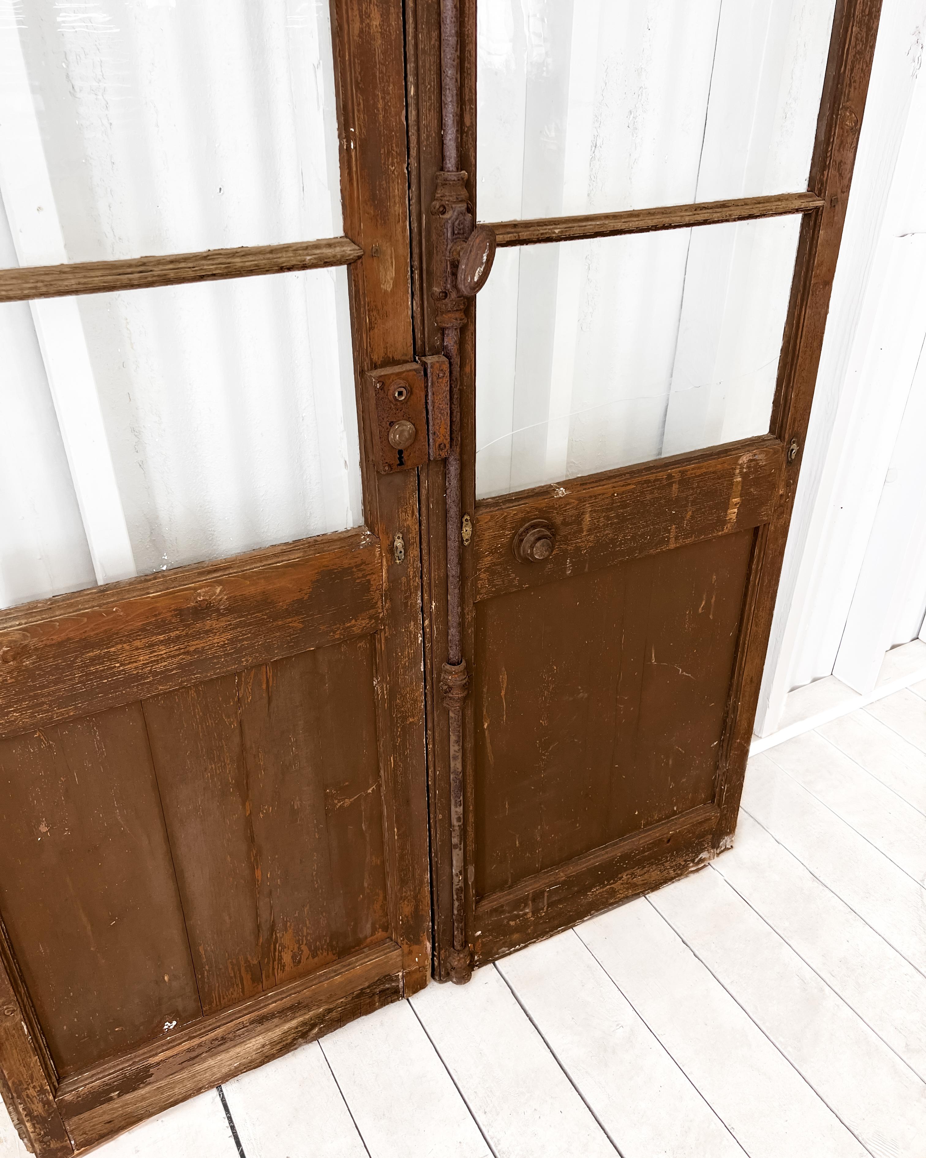 Pair Late 18th Century 3 Lite Paneled French Doors 5