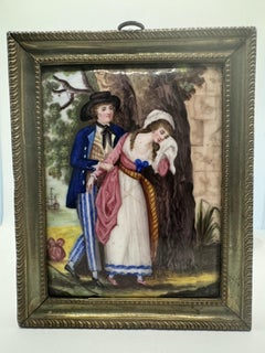 Pareja de placas rectangulares esmaltadas de finales del siglo XVIII