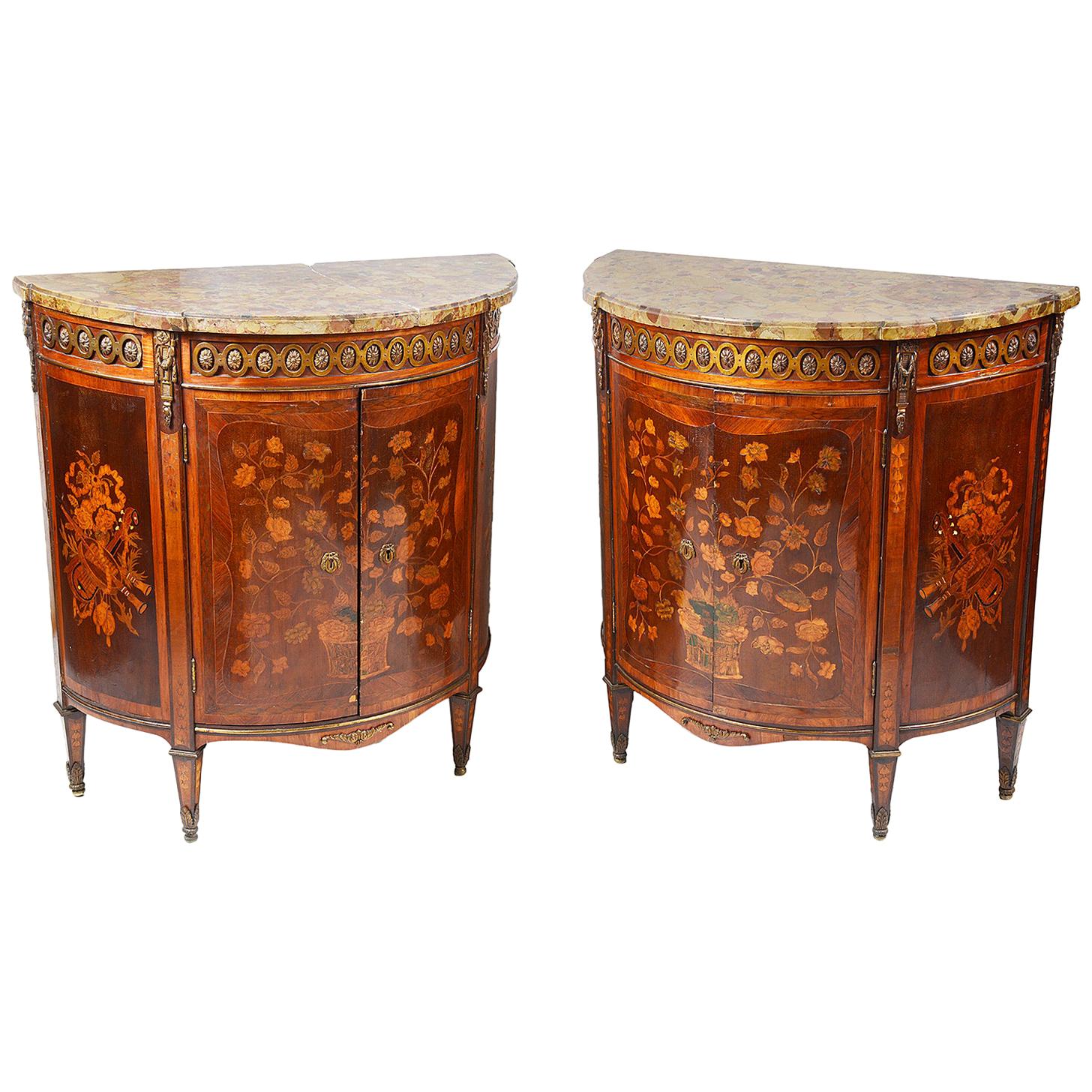 Pair of Late 18th Century French Inlaid Side Cabinets For Sale