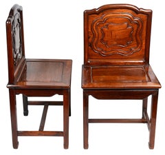 Pair late 19th Century Chinese hardwood side chairs