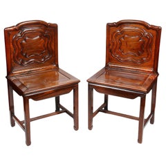 Antique Pair late 19th Century Chinese hardwood side chairs