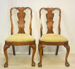 Pair Late 19th Century Chippendale Style Walnut Dining Side Chairs