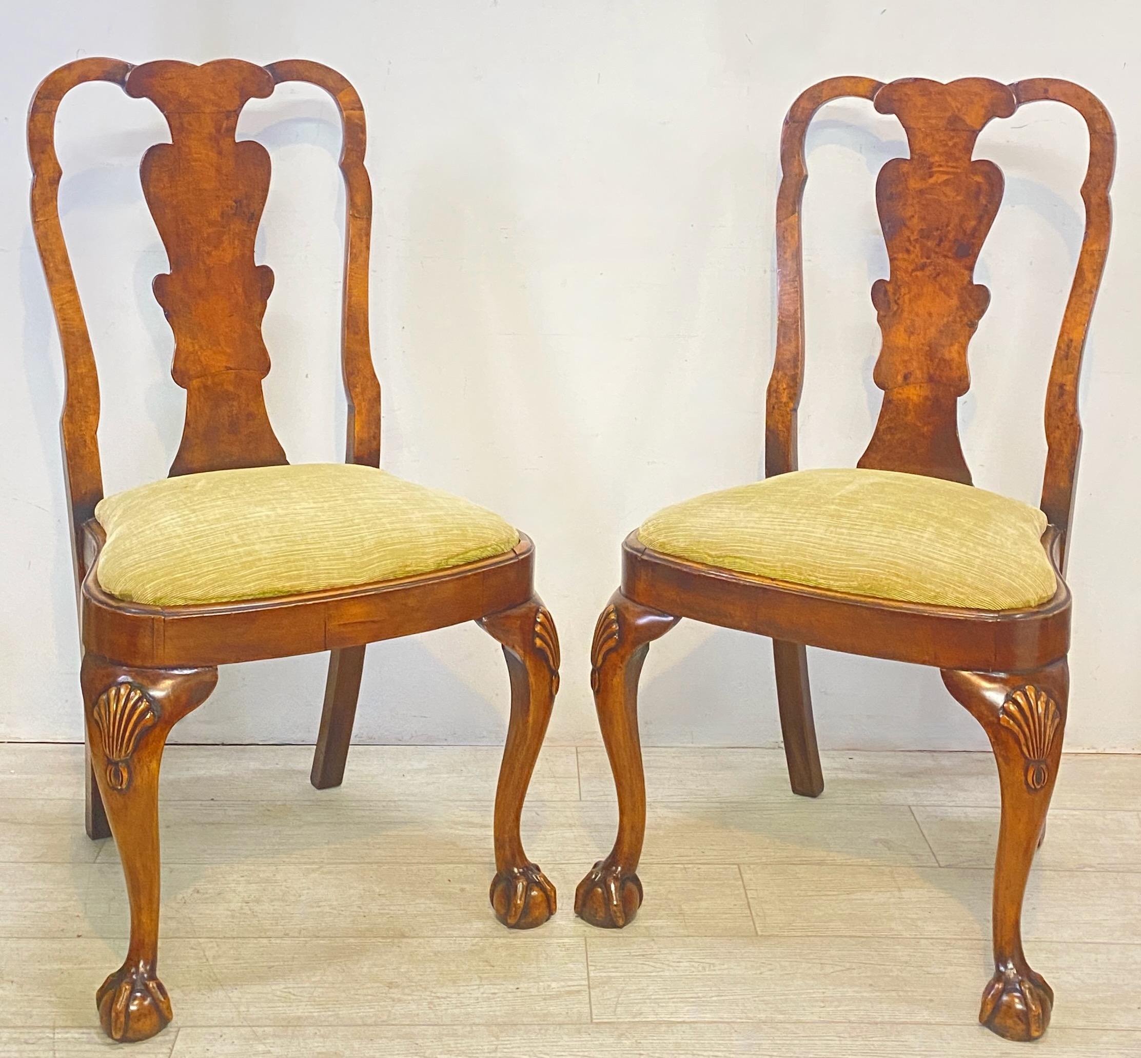 American Pair Late 19th Century Chippendale Style Walnut Dining Side Chairs For Sale