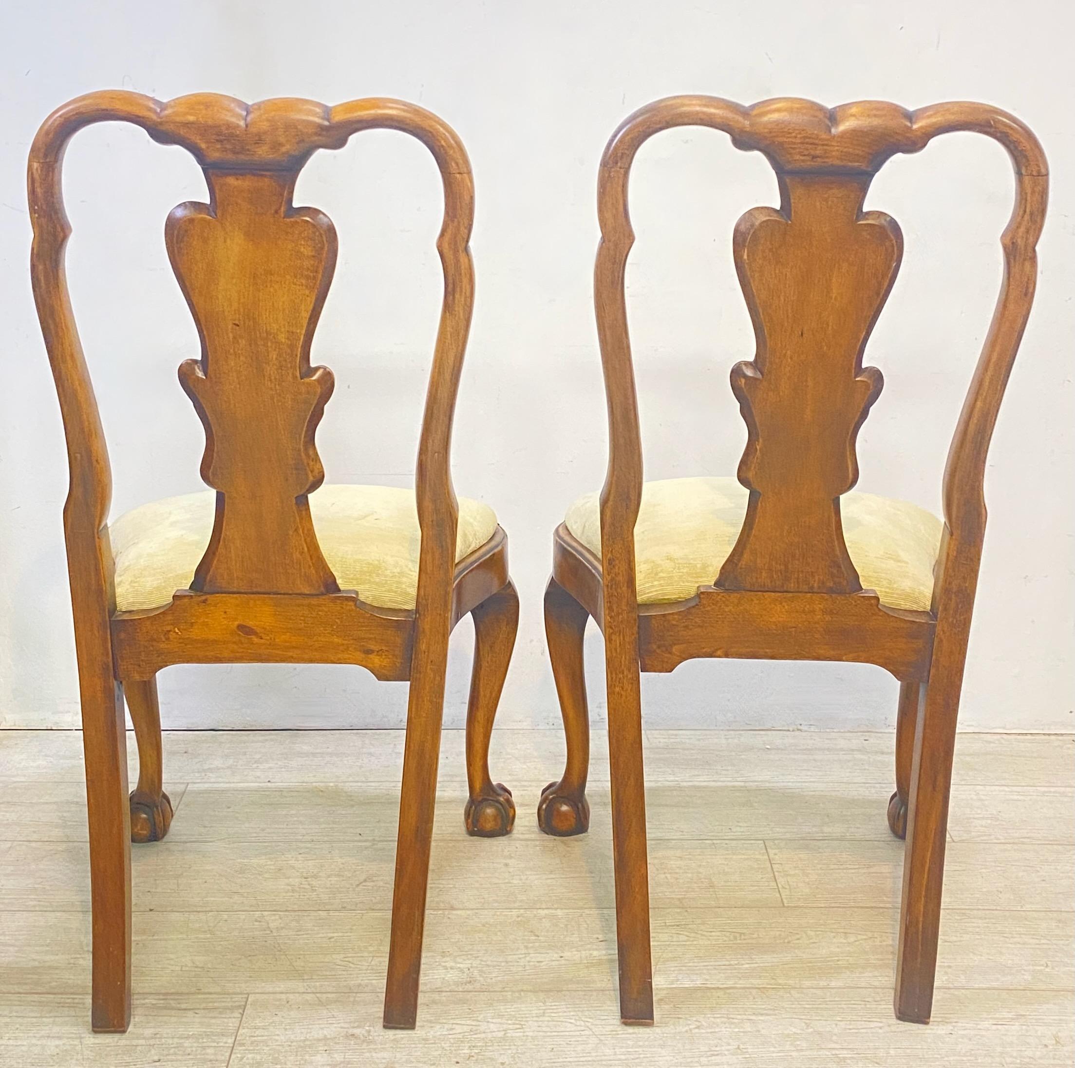 Pair Late 19th Century Chippendale Style Walnut Dining Side Chairs For Sale 1