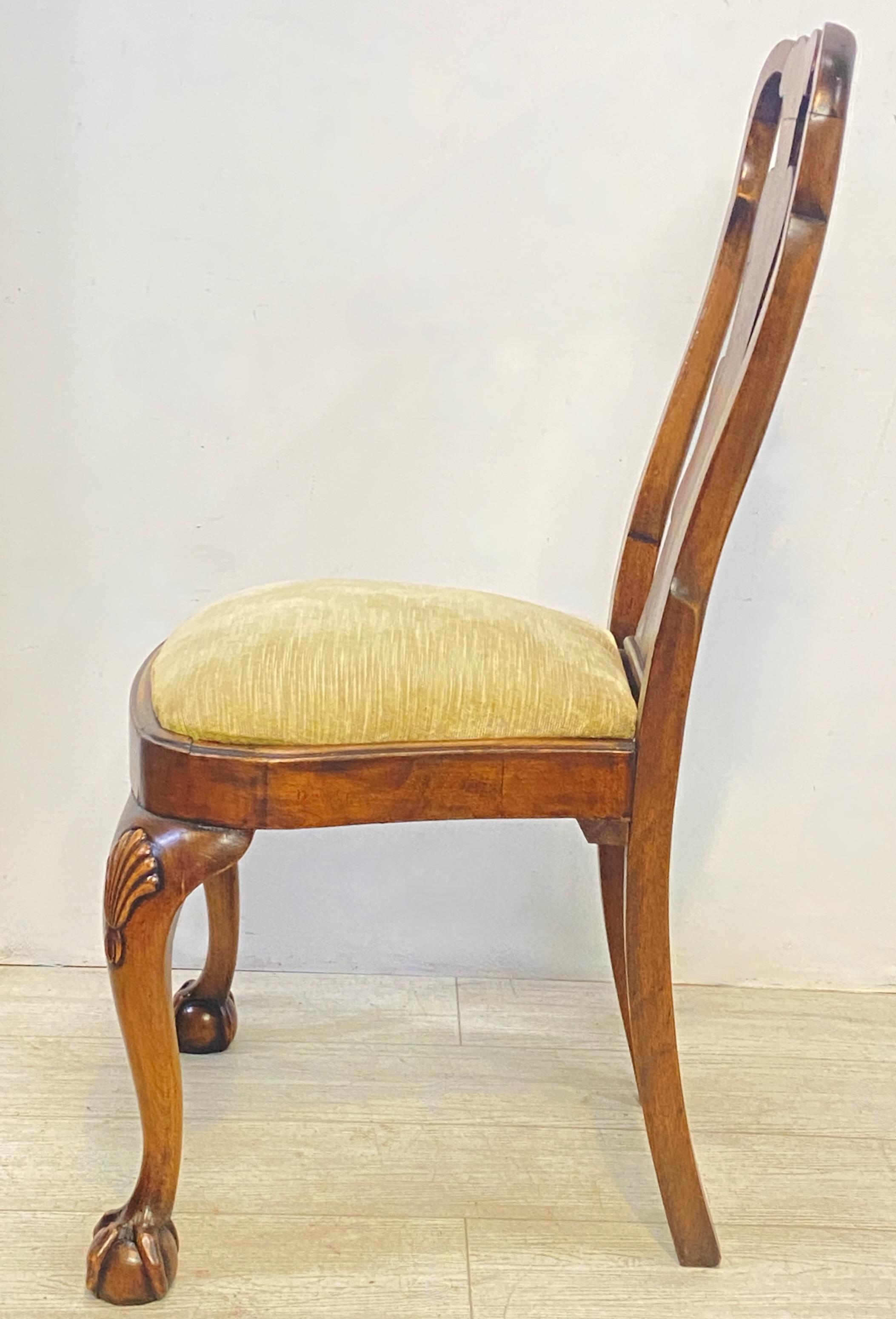 Pair Late 19th Century Chippendale Style Walnut Dining Side Chairs For Sale 2