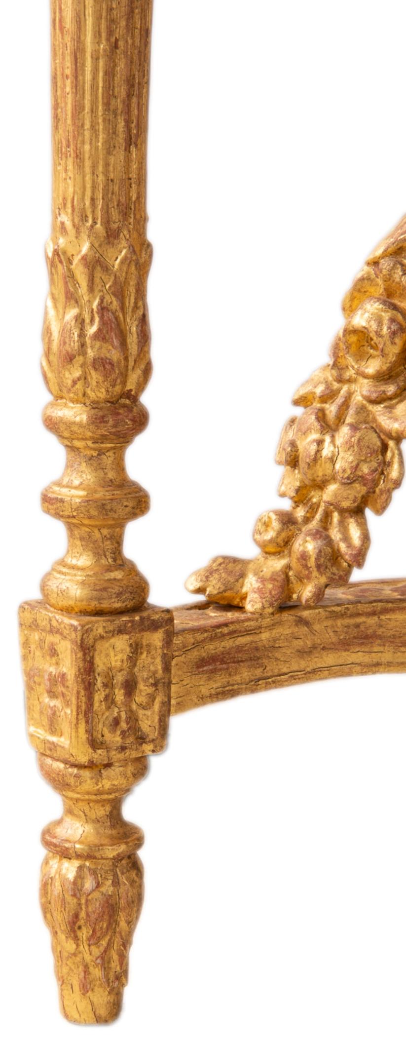 Marble Pair of Late 19th Century French Gilded Console Tables