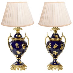 Pair of Late 19th Century French Sèvres Style Porcelain and Ormolu Vases / Lamps