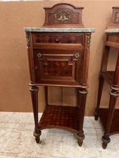 Pair Late 19th Century Louis XVI Marble Top Nightstands