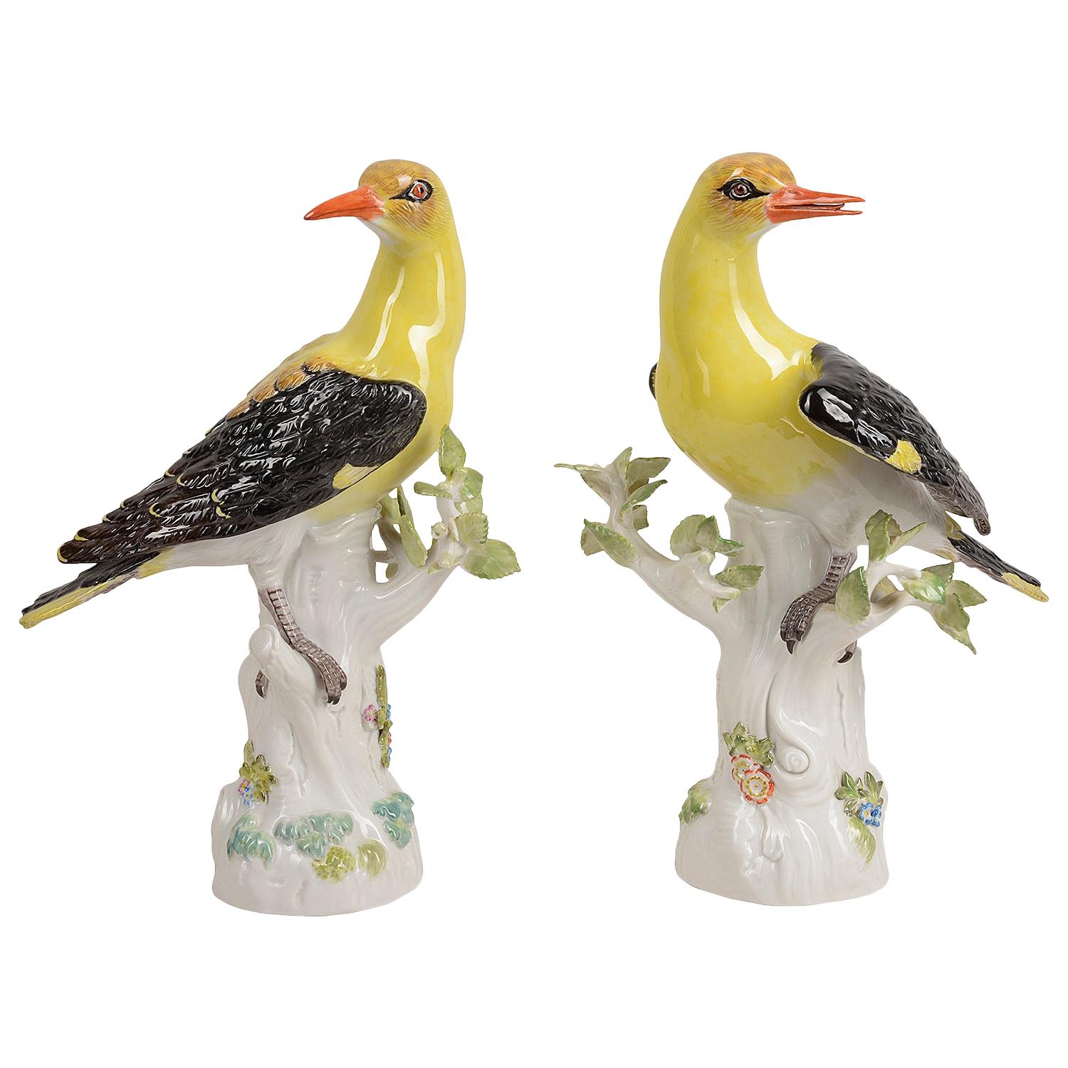 Pair of Late 19th Century Meissen Oriel Birds