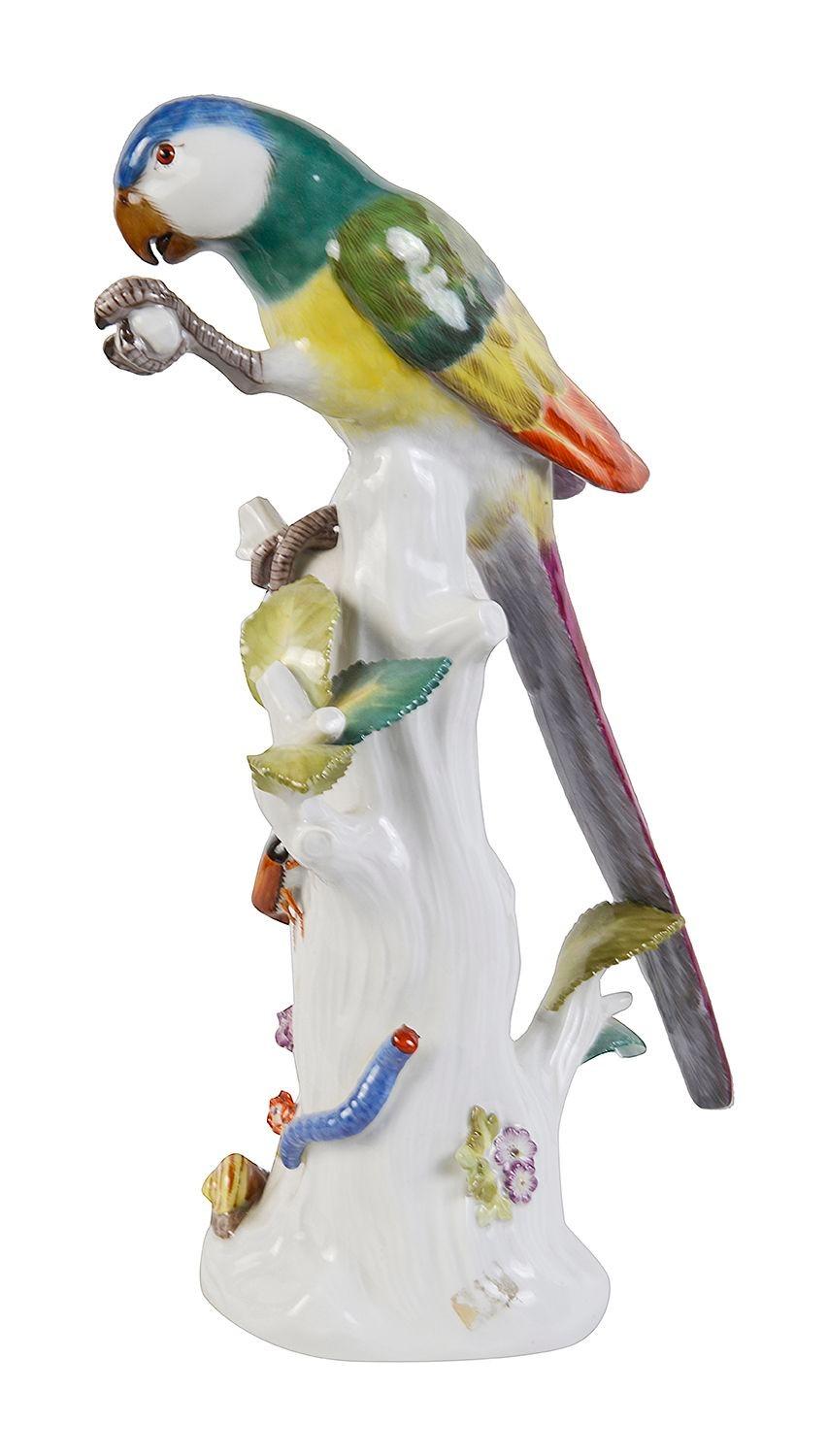 Paar Papageien aus Meissener Porzellan des späten 19. Jahrhunderts. im Angebot 4