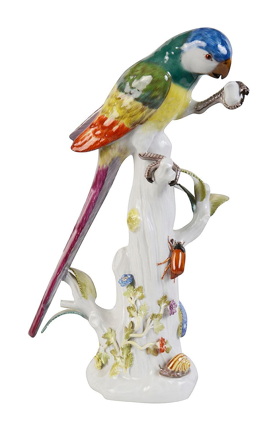 Paar Papageien aus Meissener Porzellan des späten 19. Jahrhunderts. im Angebot 6