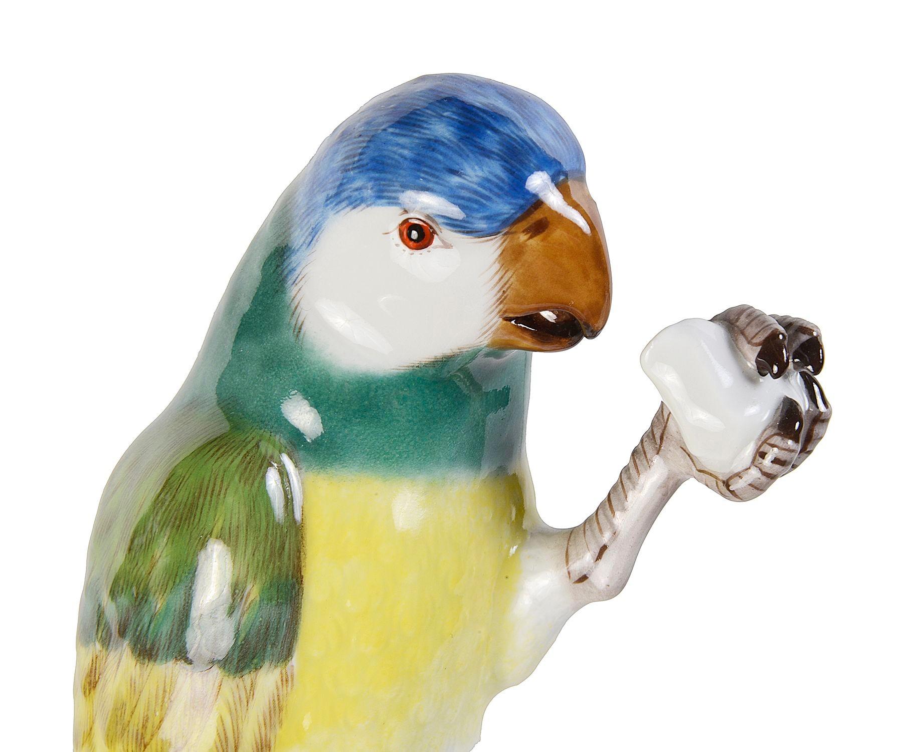 Pair late 19th Century Meissen porcelain Parrots. For Sale 7