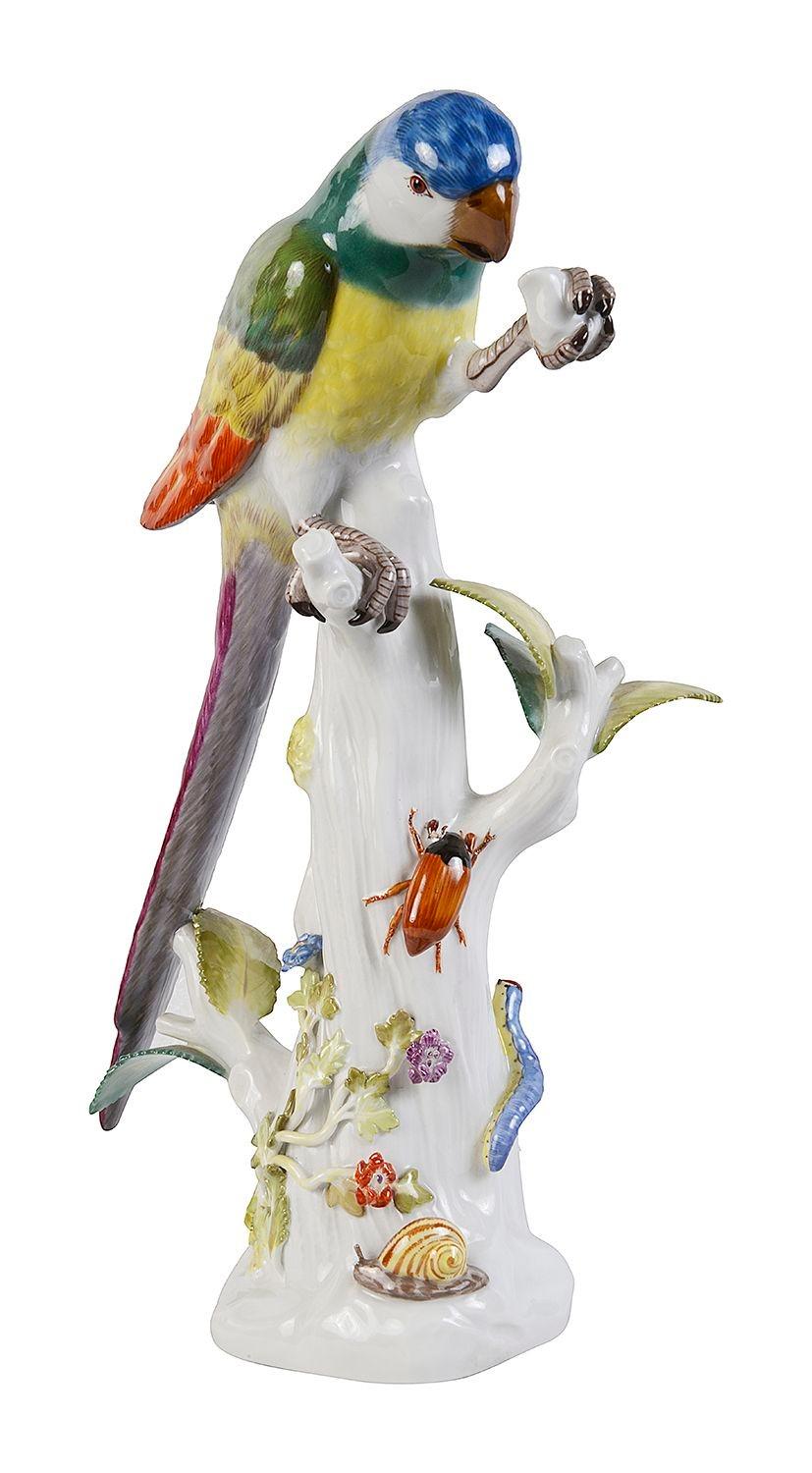 Pair late 19th Century Meissen porcelain Parrots. For Sale 2