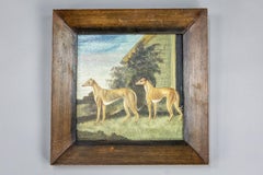 Pair of Late 19th Century Naïve Oil on Panel Paintings of Greyhounds