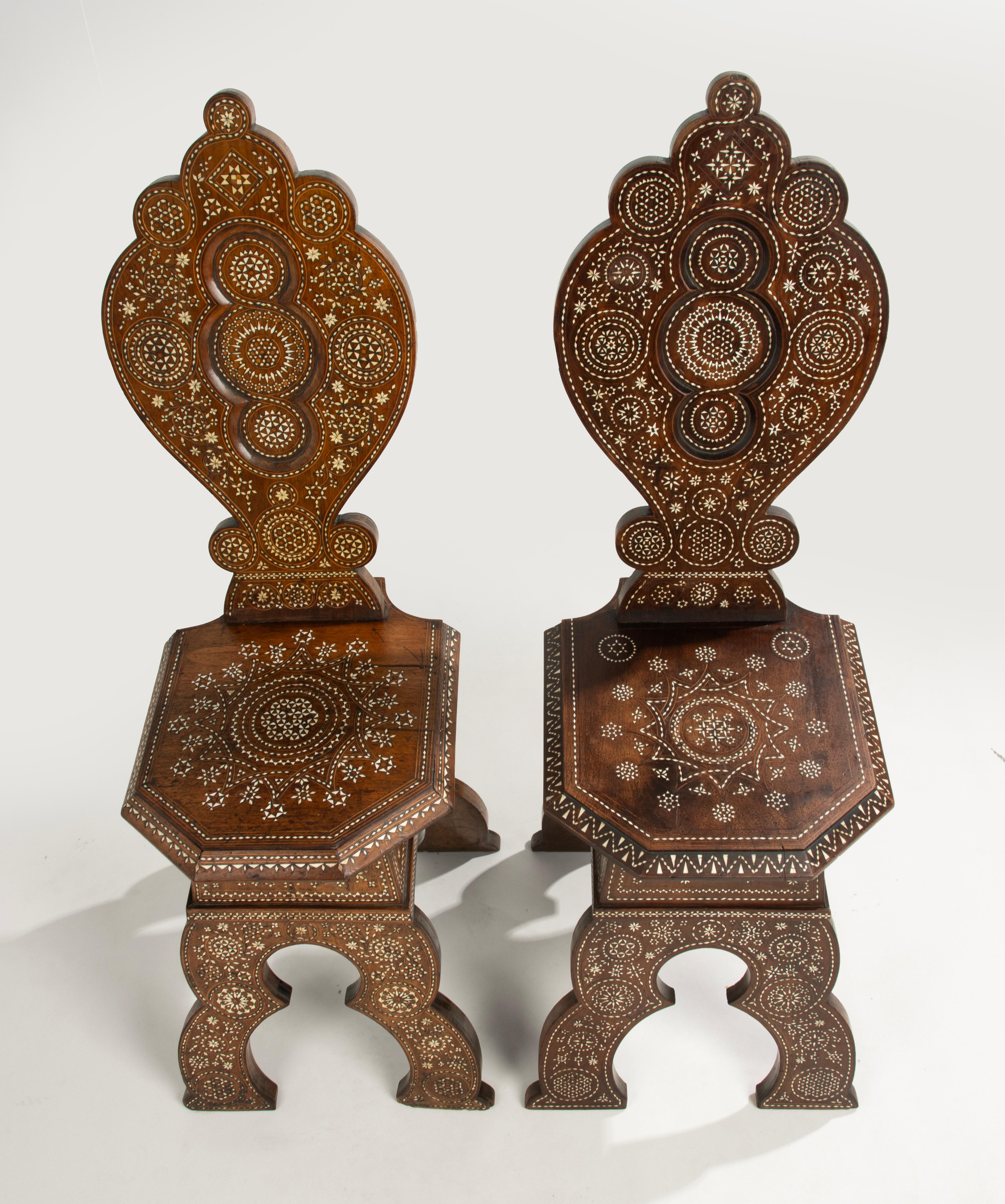 Pair Late 19th Century Syrian Inlayed Chairs For Sale 4