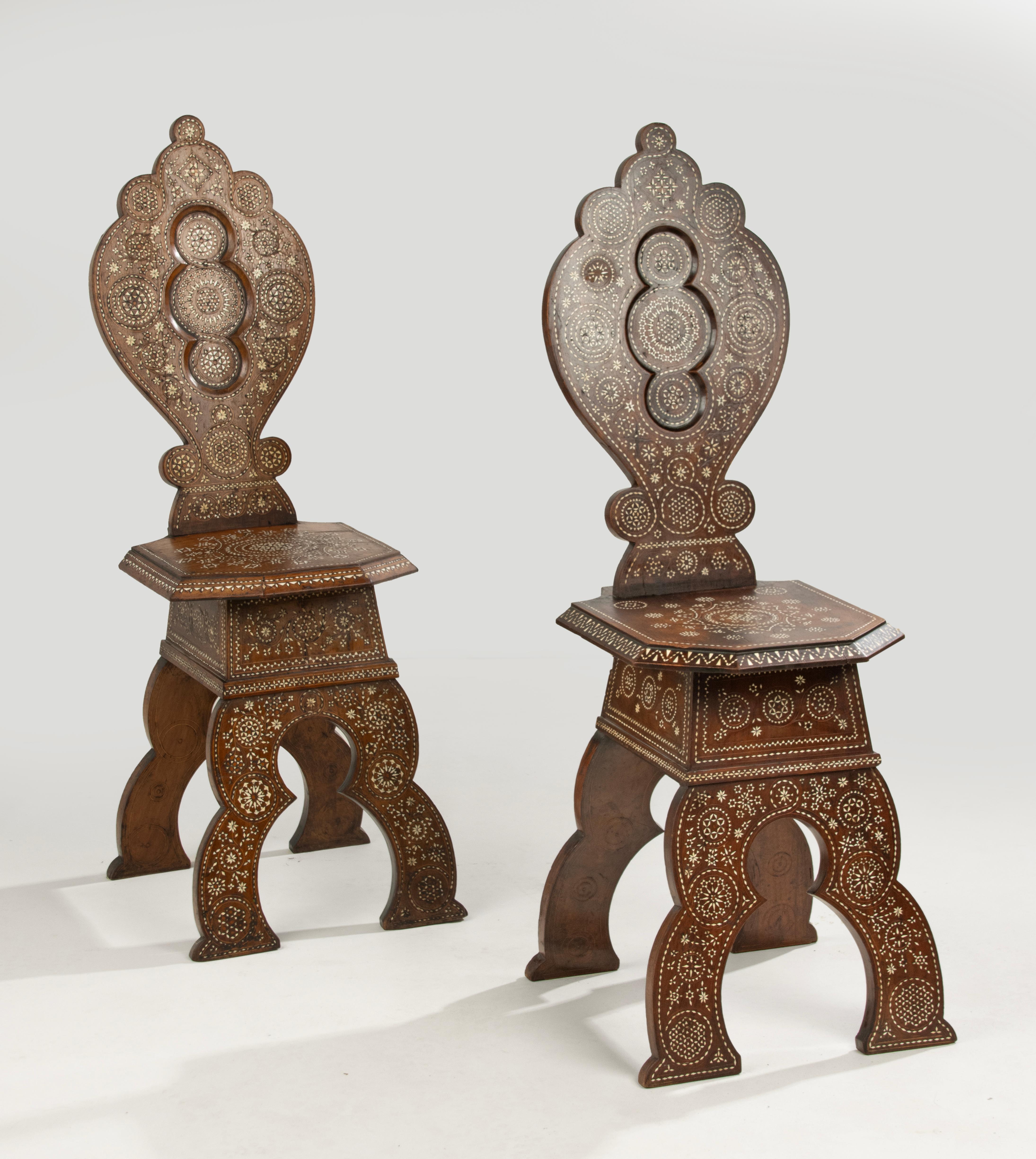 Pair Late 19th Century Syrian Inlayed Chairs For Sale 6