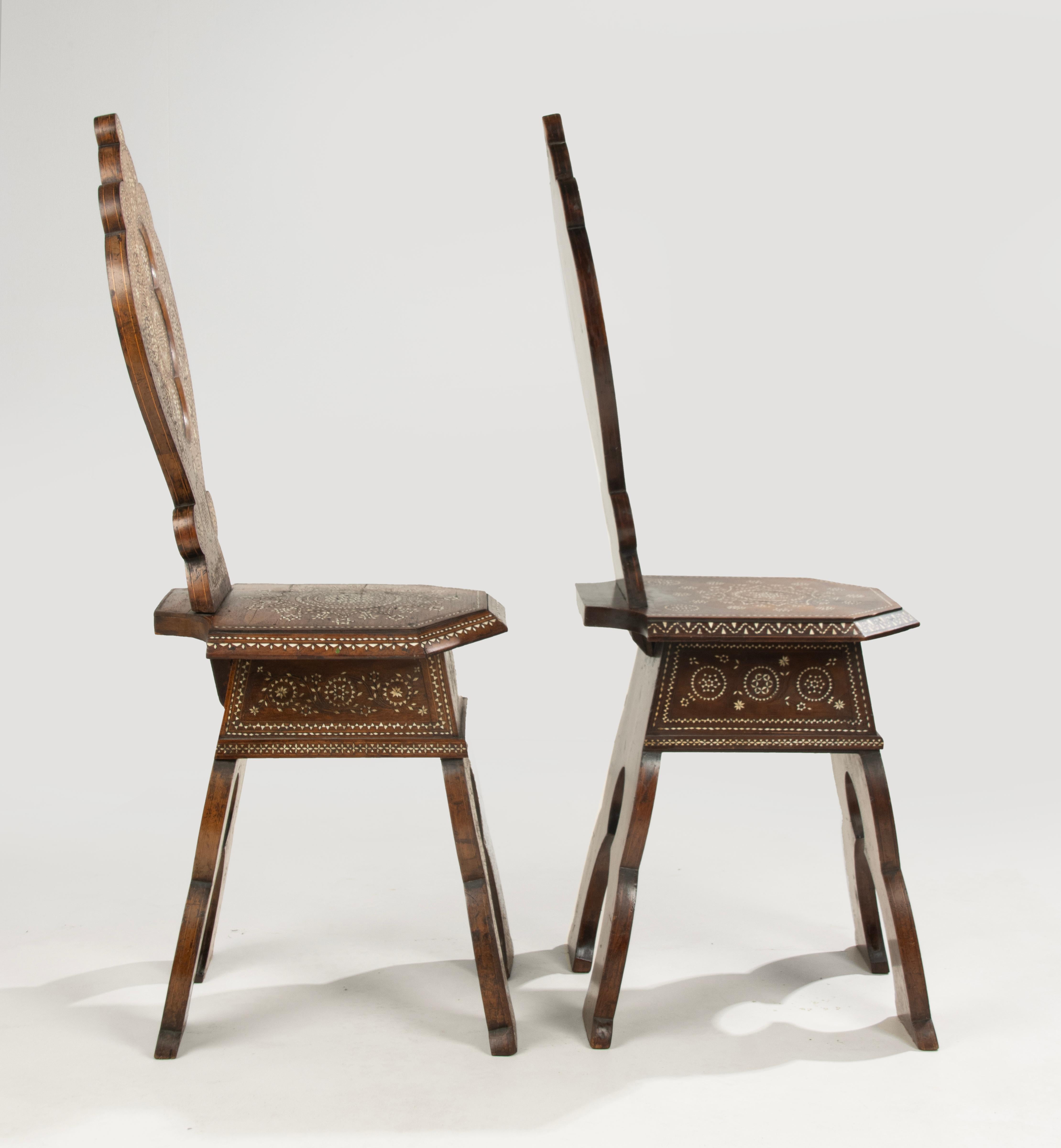 Pair Late 19th Century Syrian Inlayed Chairs For Sale 8