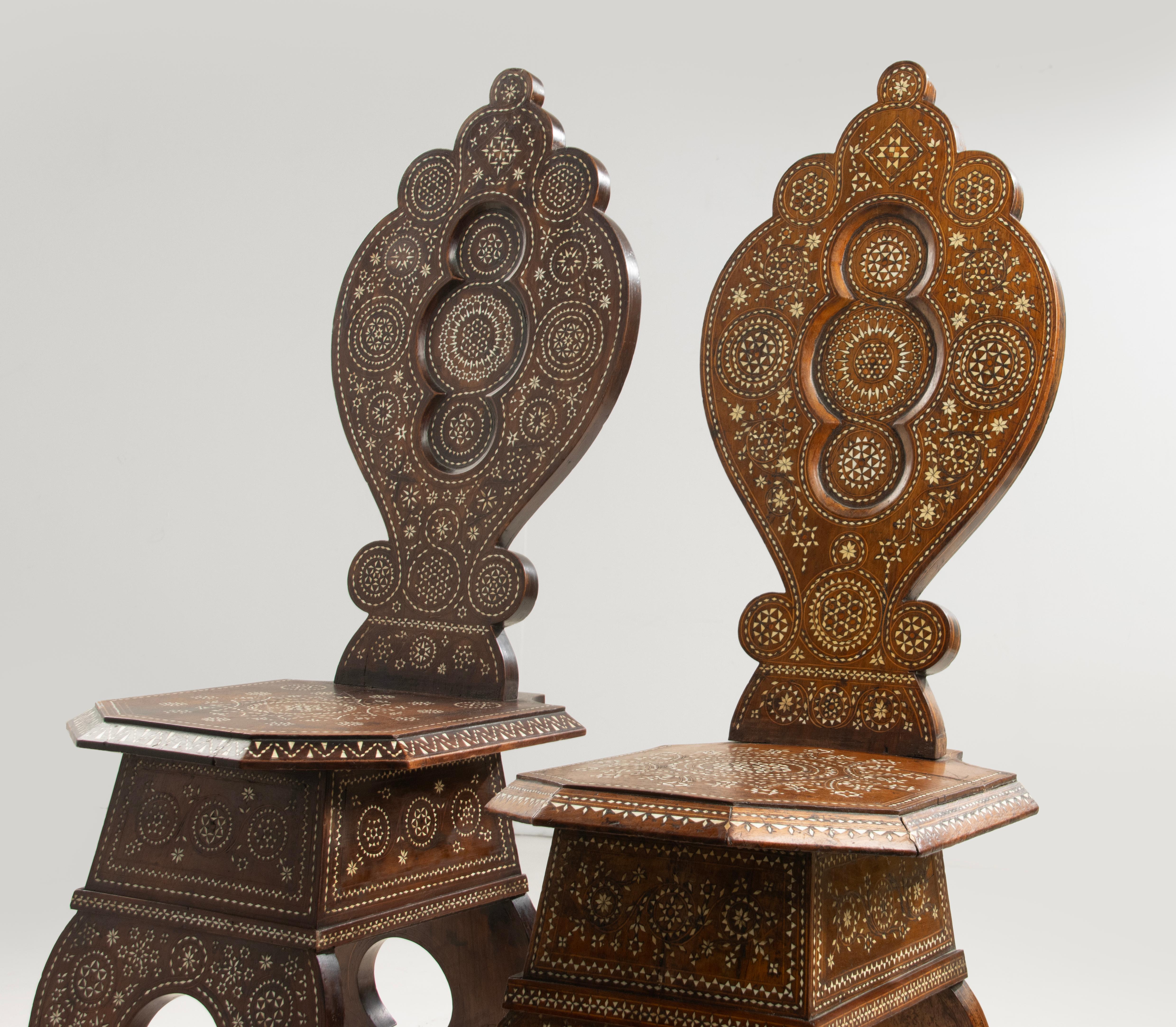 Pair Late 19th Century Syrian Inlayed Chairs For Sale 9