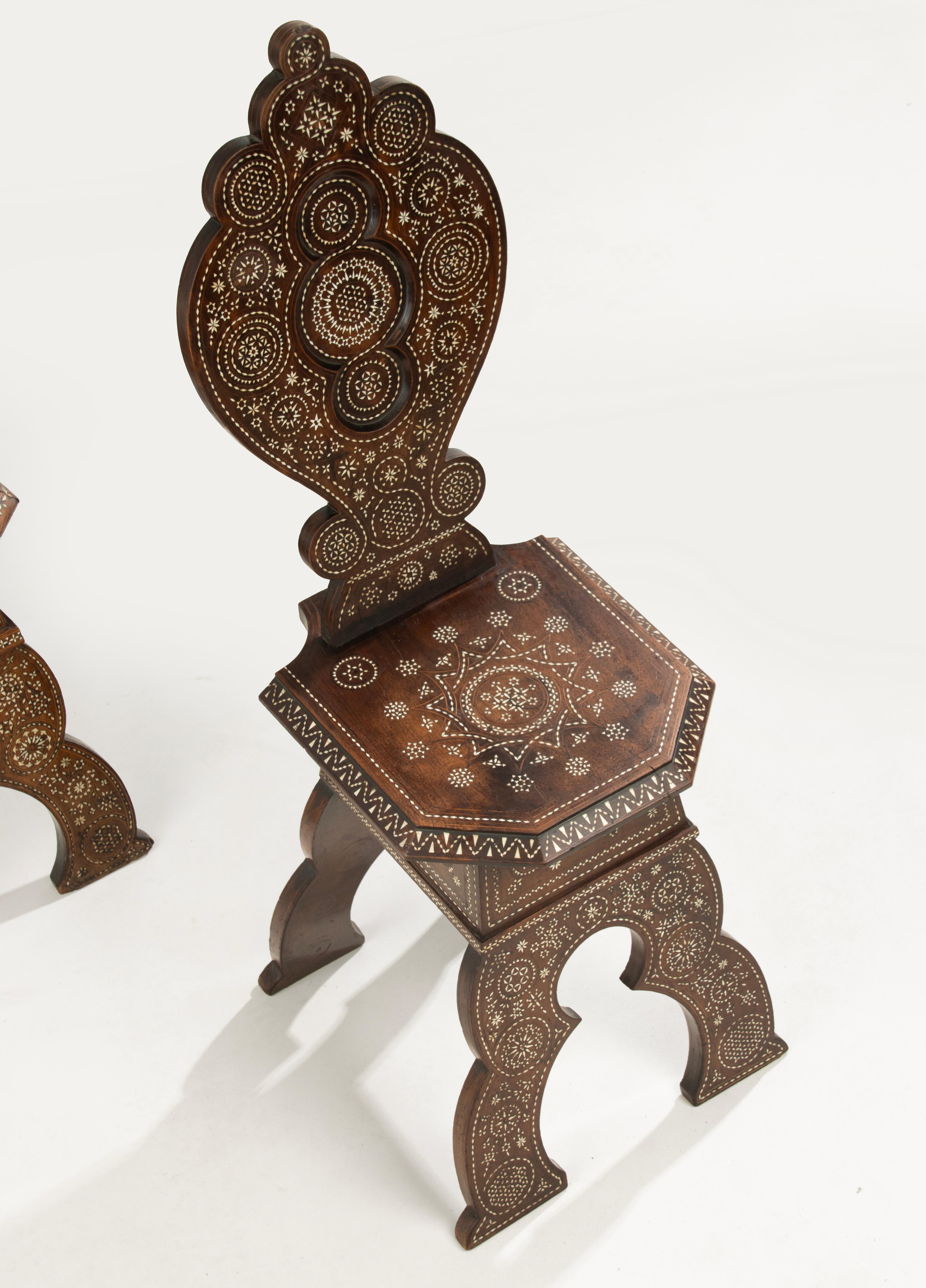 Pair Late 19th Century Syrian Inlayed Chairs For Sale 2