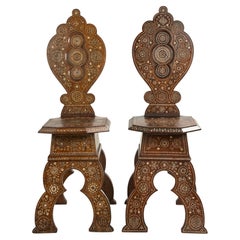 Pair Late 19th Century Syrian Inlayed Chairs