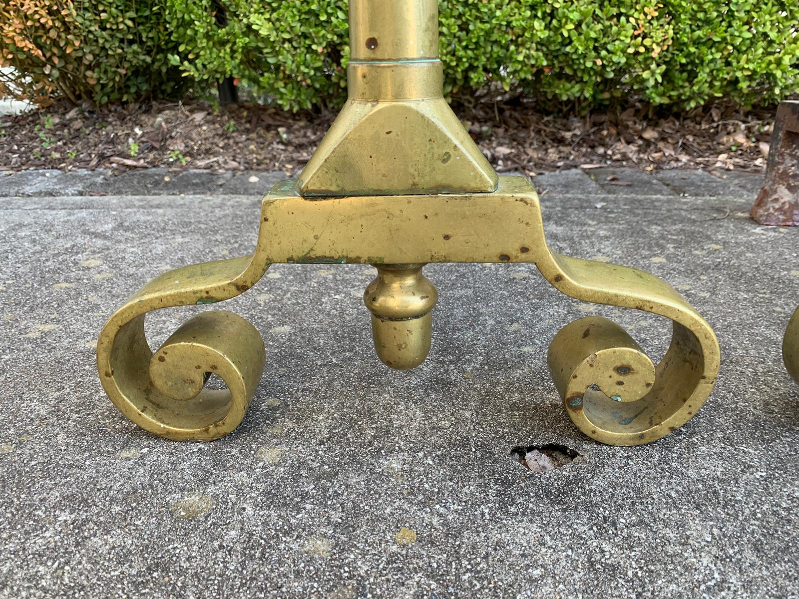 Pair Late 19th-Early 20th Century Brass Andirons 4
