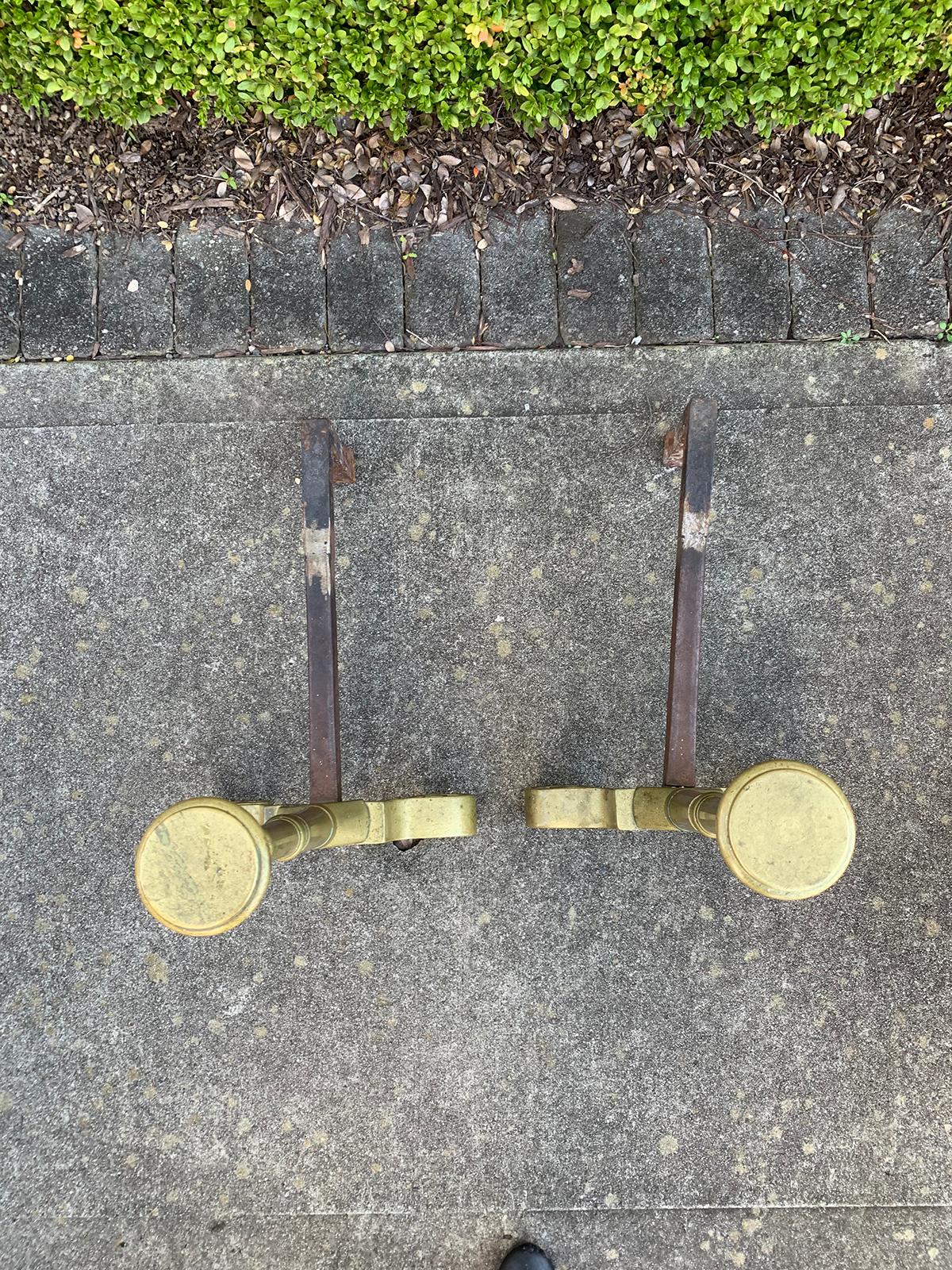 Pair Late 19th-Early 20th Century Brass Andirons 6