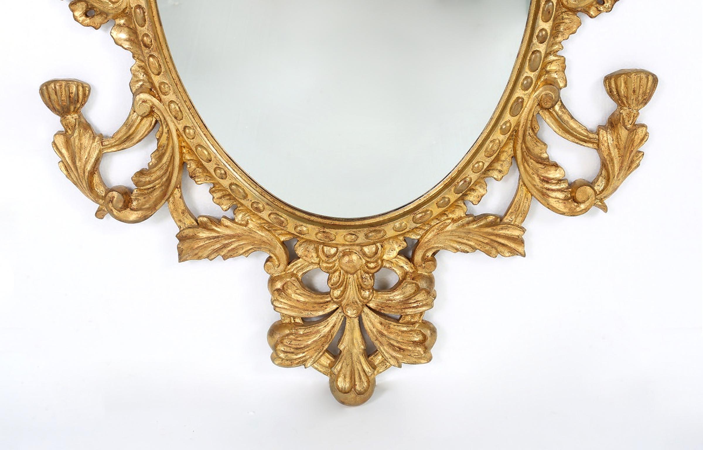 Italian Pair Late 20th Century Giltwood Framed Hanging Wall Mirror