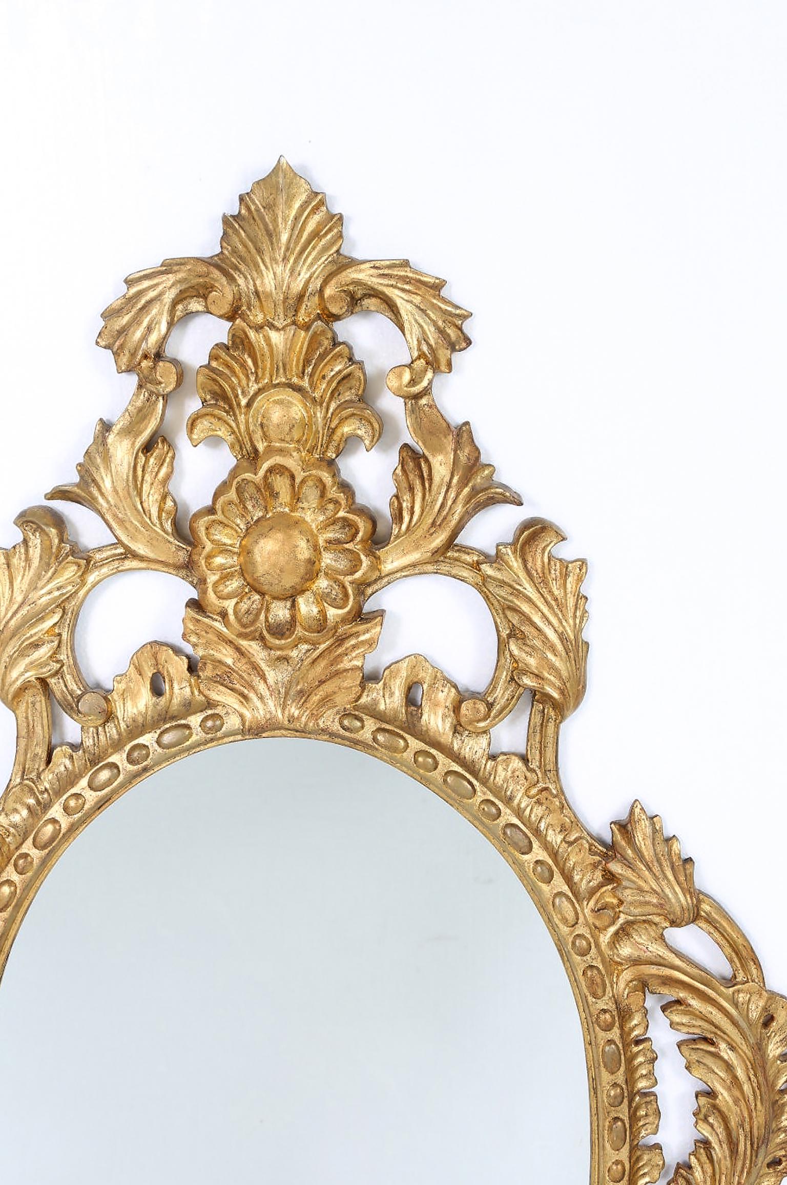 Pair Late 20th Century Giltwood Framed Hanging Wall Mirror 3