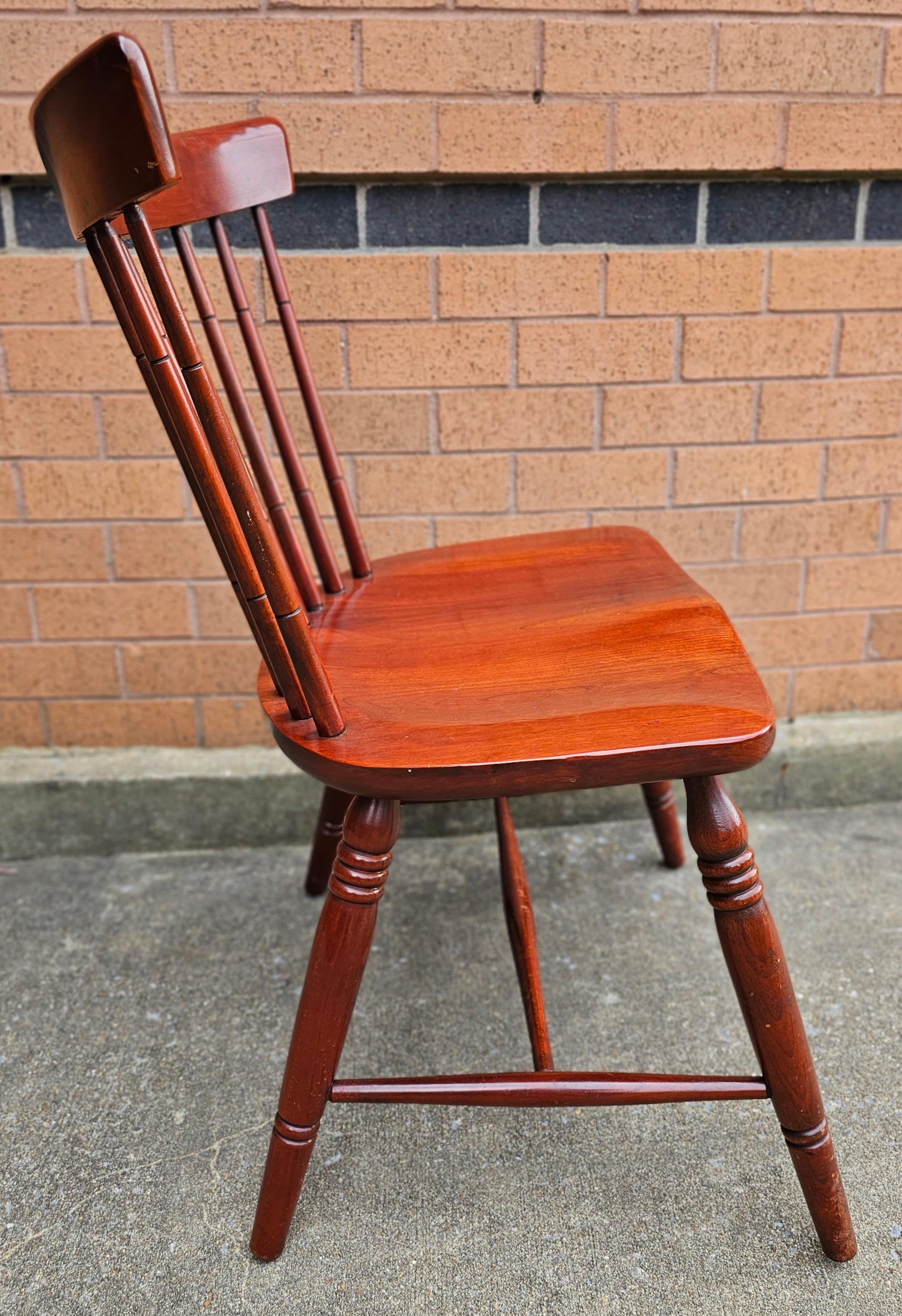 Pair Late 20th Century Solid Cherry Spindle Windsor Style Side Chairs In Good Condition For Sale In Germantown, MD