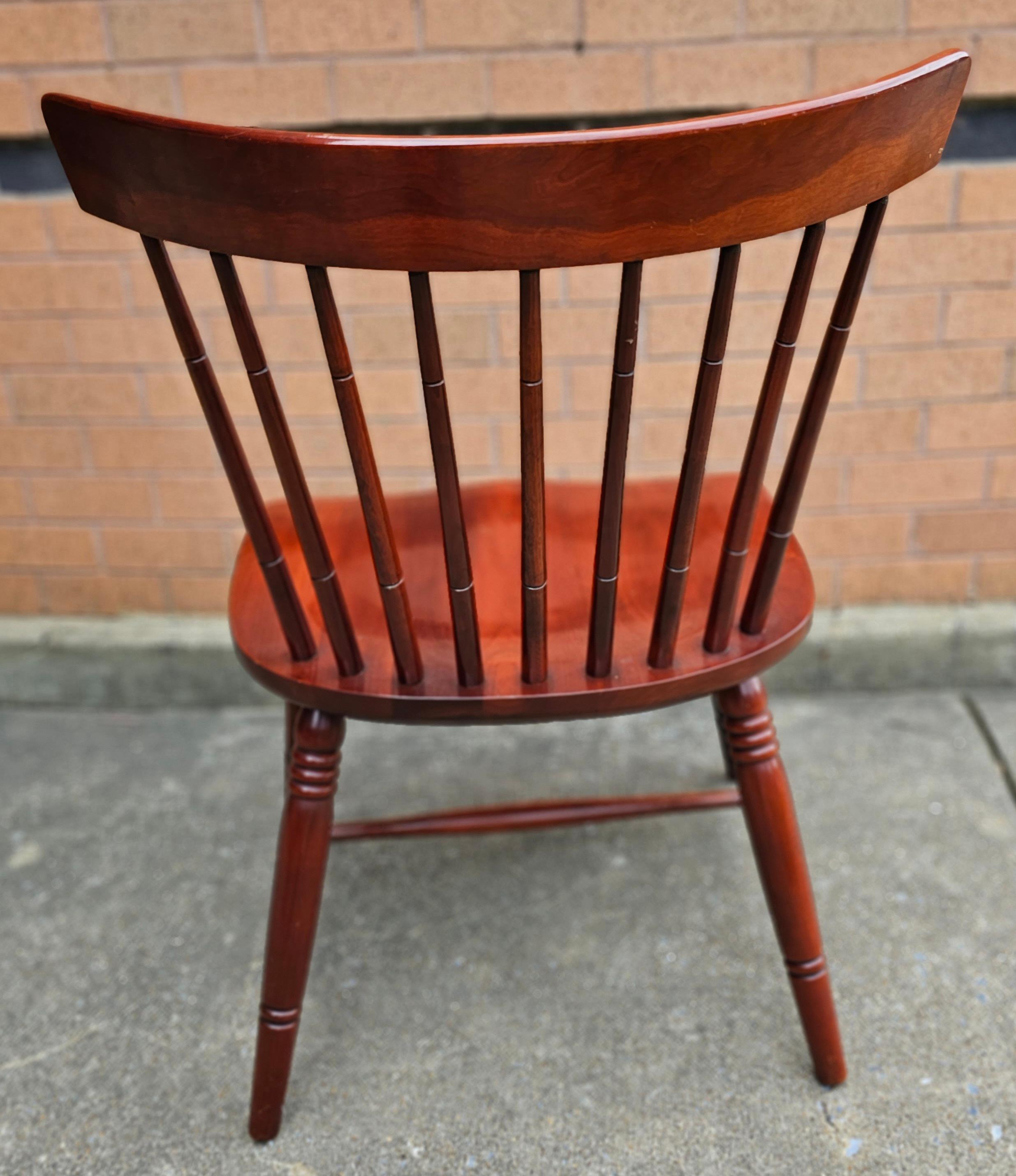 Pair Late 20th Century Solid Cherry Spindle Windsor Style Side Chairs For Sale 2